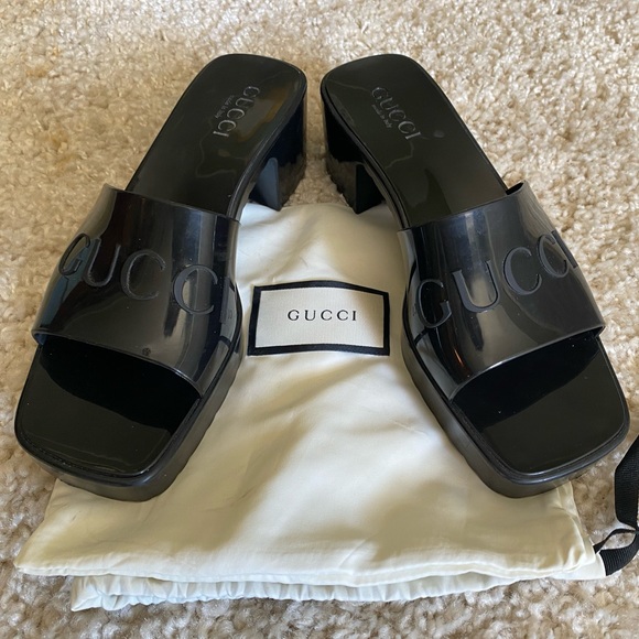 Gucci Shoes - Gucci Black Rubber Slide Sandal size 38, (8.5 US)